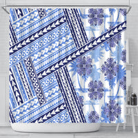 Hawaii Quilt Shower Curtain Kakau Polynesian Pattern Blue Version LT01 - Polynesian Pride