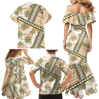 Hawaii Quilt Family Matching Mermaid Dress and Hawaiian Shirt Kakau Polynesian Pattern Gold Version LT01 - Polynesian Pride