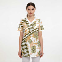 Hawaii Quilt Scrub Top Kakau Polynesian Pattern Gold Version - Polynesian Pride
