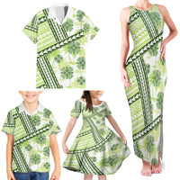 Hawaii Quilt Family Matching Tank Maxi Dress and Hawaiian Shirt Kakau Polynesian Pattern Olive Green Version LT01 - Polynesian Pride