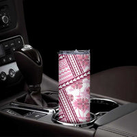 Hawaii Quilt Skinny Tumbler Kakau Polynesian Pattern Mauve Pink Version