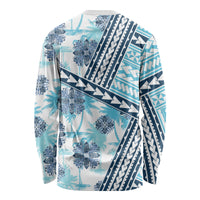 Hawaii Quilt Long Sleeve Shirt Kakau Polynesian Pattern Sky Blue Version LT01 - Polynesian Pride