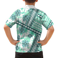 Hawaii Quilt Family Matching Tank Maxi Dress and Hawaiian Shirt Kakau Polynesian Pattern Teal Version LT01 - Polynesian Pride