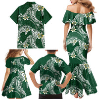 Polynesian Hawaiian Plumeria Tribal Pattern Family Matching Mermaid Dress and Hawaiian Shirt Green Version LT01 - Polynesian Pride