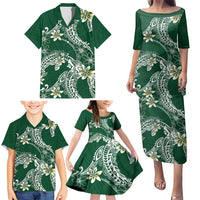 Polynesian Hawaiian Plumeria Tribal Pattern Family Matching Puletasi and Hawaiian Shirt Green Version LT01 - Polynesian Pride
