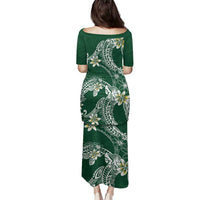 Polynesian Hawaiian Plumeria Tribal Pattern Family Matching Puletasi and Hawaiian Shirt Green Version LT01 - Polynesian Pride