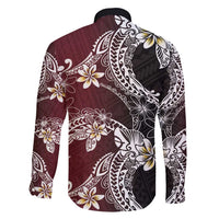 Polynesian Hawaiian Plumeria Tribal Pattern Family Matching Mermaid Dress and Hawaiian Shirt Special Wine Red Version LT01 - Polynesian Pride