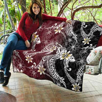 Polynesian Hawaiian Plumeria Tribal Pattern Quilt Special Wine Red Version