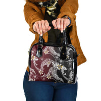 Polynesian Hawaiian Plumeria Tribal Pattern Shoulder Handbag Special Wine Red Version