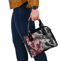 Polynesian Hawaiian Plumeria Tribal Pattern Shoulder Handbag Special Wine Red Version