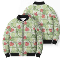 Anthurium Pikake Ti Leaf Palaka Bomber Puffer Jacket Green Version