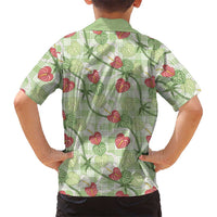 Anthurium Pikake Ti Leaf Palaka Family Matching Off Shoulder Short Dress and Hawaiian Shirt Green Version LT01 - Polynesian Pride