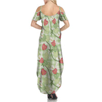 Anthurium Pikake Ti Leaf Palaka Family Matching Summer Maxi Dress and Hawaiian Shirt Green Version LT01 - Polynesian Pride