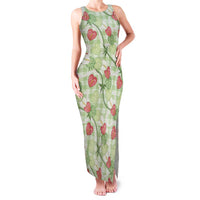 Anthurium Pikake Ti Leaf Palaka Family Matching Tank Maxi Dress and Hawaiian Shirt Green Version LT01 Mom's Dress Green - Polynesian Pride