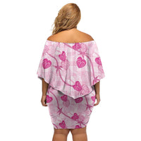 Anthurium Pikake Ti Leaf Palaka Family Matching Off Shoulder Short Dress and Hawaiian Shirt Pink Version LT01 - Polynesian Pride