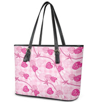 Anthurium Pikake Ti Leaf Palaka Leather Tote Bag Pink Version