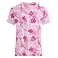 Anthurium Pikake Ti Leaf Palaka Women V-Neck T-Shirt Pink Version