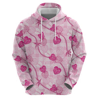 Anthurium Pikake Ti Leaf Palaka Zip Hoodie Pink Version