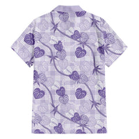 Anthurium Pikake Ti Leaf Palaka Family Matching Off Shoulder Maxi Dress and Hawaiian Shirt Purple Version LT01 - Polynesian Pride