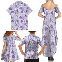 Anthurium Pikake Ti Leaf Palaka Family Matching Summer Maxi Dress and Hawaiian Shirt Purple Version LT01 - Polynesian Pride