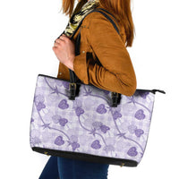 Anthurium Pikake Ti Leaf Palaka Leather Tote Bag Purple Version
