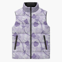 Anthurium Pikake Ti Leaf Palaka Sleeveless Puffer Jacket Purple Version