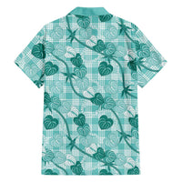Anthurium Pikake Ti Leaf Palaka Family Matching Mermaid Dress and Hawaiian Shirt Turquoise Version LT01 - Polynesian Pride