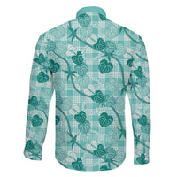 Anthurium Pikake Ti Leaf Palaka Family Matching Mermaid Dress and Hawaiian Shirt Turquoise Version LT01 - Polynesian Pride