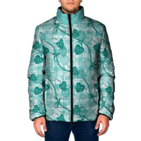 Anthurium Pikake Ti Leaf Palaka Padded Jacket Turquoise Version