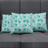 Anthurium Pikake Ti Leaf Palaka Pillow Cover Turquoise Version