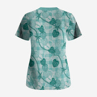 Anthurium Pikake Ti Leaf Palaka Scrub Top Turquoise Version