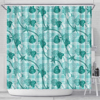 Anthurium Pikake Ti Leaf Palaka Shower Curtain Turquoise Version