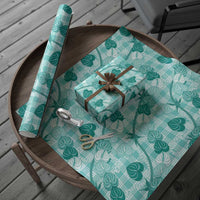 Anthurium Pikake Ti Leaf Palaka Wrapping Paper Turquoise Version