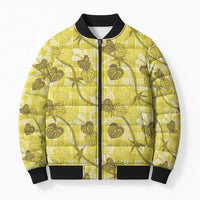 Anthurium Pikake Ti Leaf Palaka Bomber Puffer Jacket Yellow Version