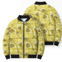 Anthurium Pikake Ti Leaf Palaka Bomber Puffer Jacket Yellow Version