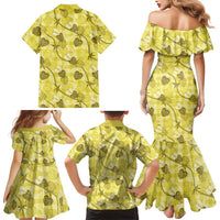 Anthurium Pikake Ti Leaf Palaka Family Matching Mermaid Dress and Hawaiian Shirt Yellow Version LT01 - Polynesian Pride