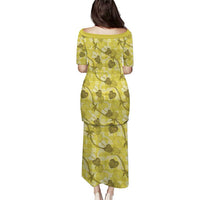Anthurium Pikake Ti Leaf Palaka Family Matching Puletasi and Hawaiian Shirt Yellow Version