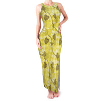 Anthurium Pikake Ti Leaf Palaka Family Matching Tank Maxi Dress and Hawaiian Shirt Yellow Version LT01 Mom's Dress Yellow - Polynesian Pride