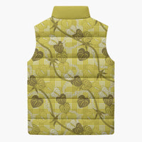 Anthurium Pikake Ti Leaf Palaka Sleeveless Puffer Jacket Yellow Version