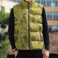 Anthurium Pikake Ti Leaf Palaka Sleeveless Puffer Jacket Yellow Version
