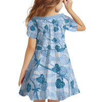 Anthurium Pikake Ti Leaf Palaka Family Matching Tank Maxi Dress and Hawaiian Shirt Blue Version