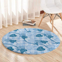 Anthurium Pikake Ti Leaf Palaka Round Carpet Blue Version