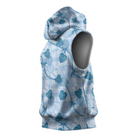 Anthurium Pikake Ti Leaf Palaka Sleeveless Hoodie Blue Version