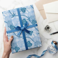 Anthurium Pikake Ti Leaf Palaka Wrapping Paper Blue Version