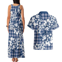 Hibiscus Pakala Cobalt Blue Royal Couples Matching Tank Maxi Dress and Hawaiian Shirt Tropical Floral Stylized LT01 - Polynesian Pride