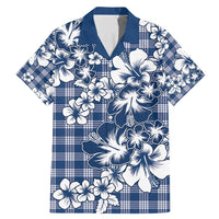 Hibiscus Pakala Cobalt Blue Royal Family Matching Mermaid Dress and Hawaiian Shirt Tropical Floral Stylized LT01 Dad's Shirt - Short Sleeve Blue - Polynesian Pride