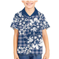 Hibiscus Pakala Cobalt Blue Royal Family Matching Mermaid Dress and Hawaiian Shirt Tropical Floral Stylized LT01 Son's Shirt Blue - Polynesian Pride