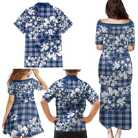 Hibiscus Pakala Cobalt Blue Royal Family Matching Puletasi and Hawaiian Shirt Tropical Floral Stylized LT01 - Polynesian Pride