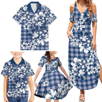 Hibiscus Pakala Cobalt Blue Royal Family Matching Summer Maxi Dress and Hawaiian Shirt Tropical Floral Stylized LT01 - Polynesian Pride
