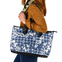 Hibiscus Pakala Cobalt Blue Royal Leather Tote Bag Tropical Floral Stylized - Polynesian Pride